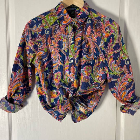 90's Lauren Ralph Lauren Paisley Blouse - Picture 9 of 11